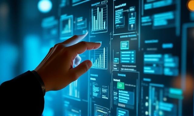 Consultant demonstrating process optimization results using digital visualization